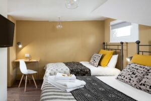 yellow hotel room