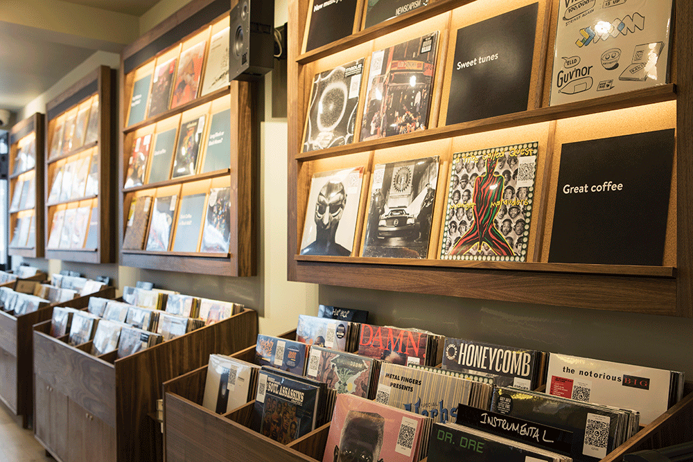 record shop design wall display